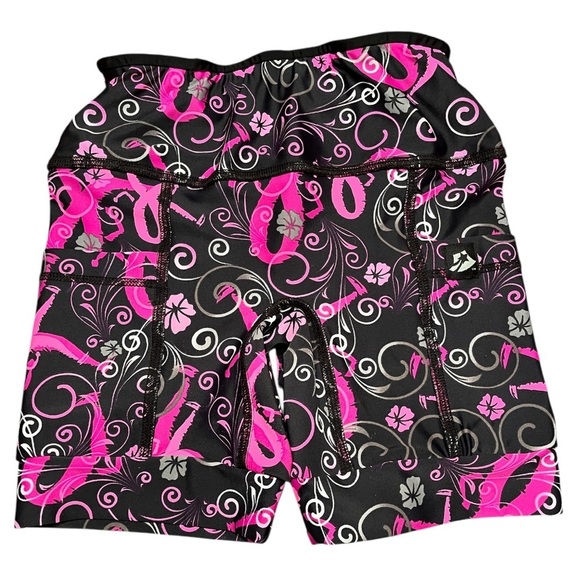 Sparkle Skirts Pants - Sparkle Skirts Pink/Black Multi Floral Running Arhletic Shorts Size XS
